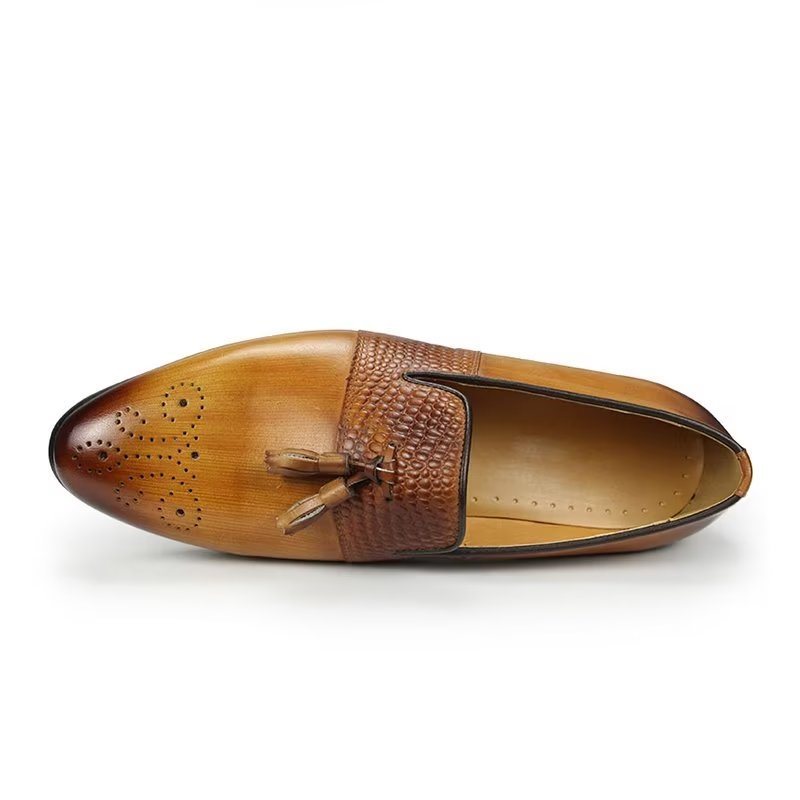 Herre Loafers Croc Pattern Luxury Slip On - Brun