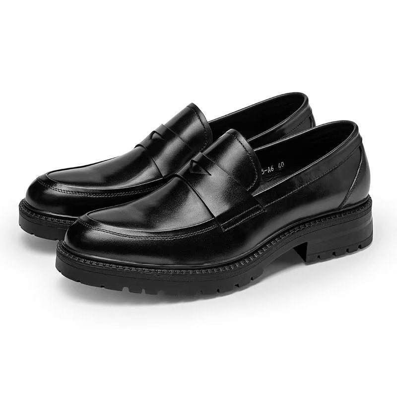 Herre Loafers Luksus Leather Chic Slip-on Sko - Svart