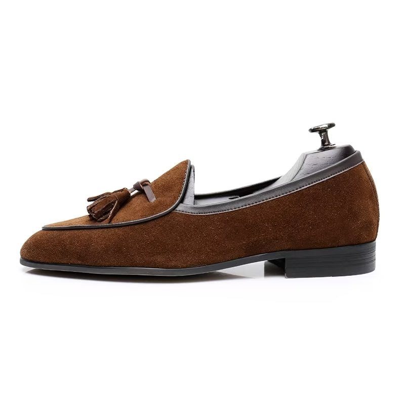 Herre Loafers Rund Toe Slip On Leather - Kaffe