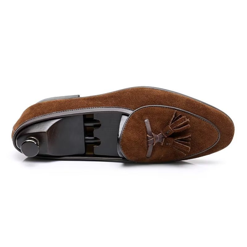 Herre Loafers Rund Toe Slip On Leather - Kaffe