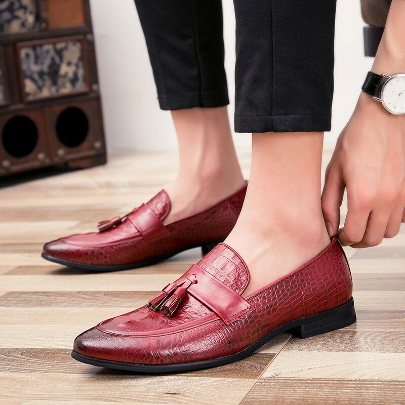 Herre Loafers Slip-on Dress Sko - Rød