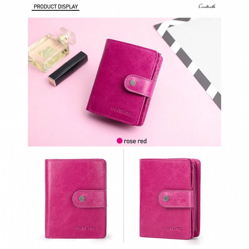 Herre Lommebok Rfid Kort Glidelås Clutch - Rose