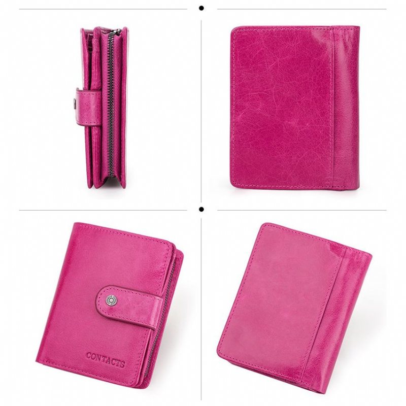 Herre Lommebok Rfid Kort Glidelås Clutch - Rose