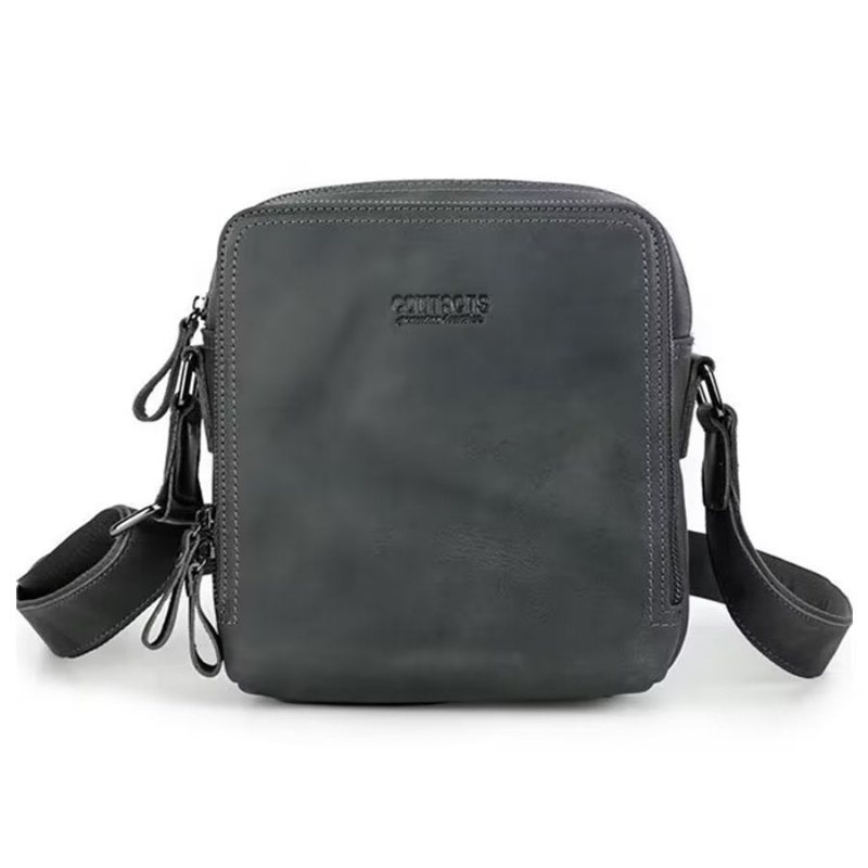 Herre Skuldervesker Elegant Crazy Horse Skinn Robust Crossbody Bag - Grå