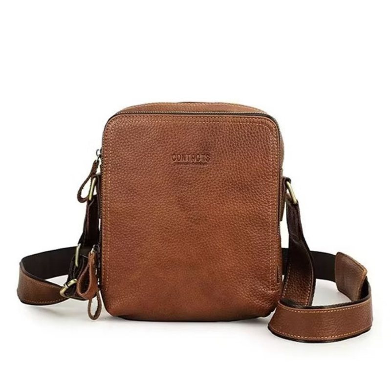 Herre Skuldervesker Elegant Crazy Horse Skinn Robust Crossbody Bag - Brun