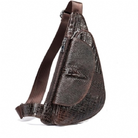 Herre Skuldervesker Elegant Krokodilleskinn Saddle Sling Bag