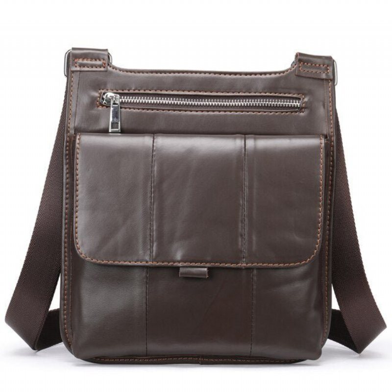 Herre Skuldervesker Glidelås Flap Crossbody Messenger-veske - Kaffe