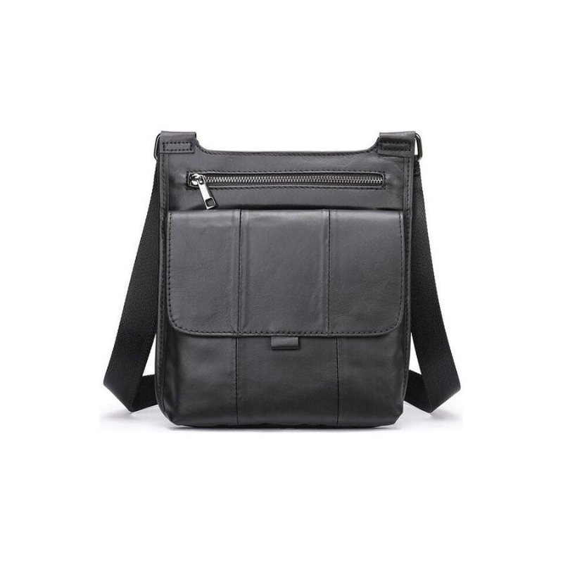 Herre Skuldervesker Glidelås Flap Crossbody Messenger-veske - Sort