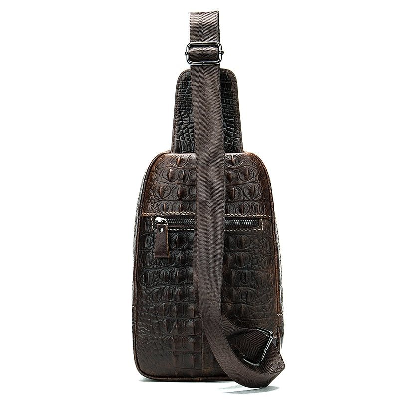 Herre Skuldervesker Luksus Alligator Mønster Skinn Crossbody Messenger-veske - Kaffe