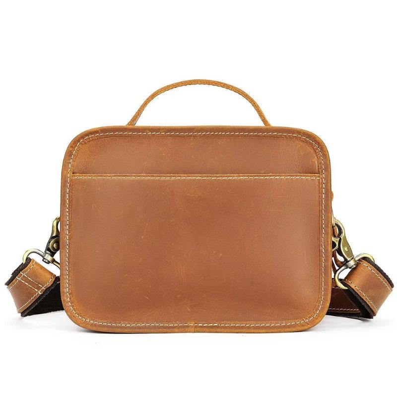 Herre Skuldervesker Luksus Ekte Skinn Flap Kompakt Crossbody Bag - Brun