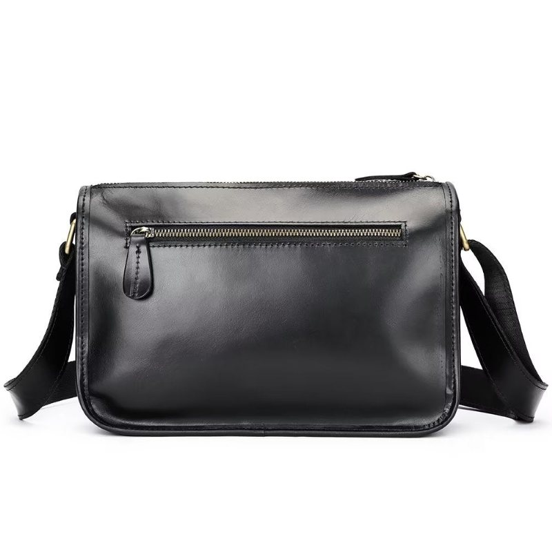 Herre Skuldervesker Luksus Ekte Skinn Klaff Classic Crossbody Bag - Svart