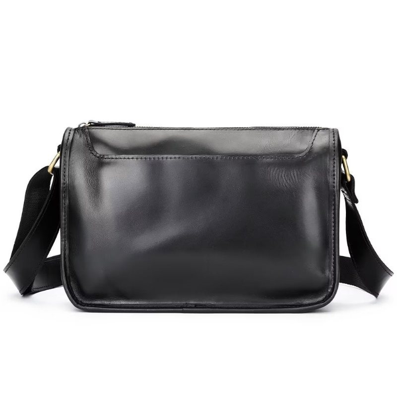 Herre Skuldervesker Luksus Ekte Skinn Klaff Classic Crossbody Bag - Svart