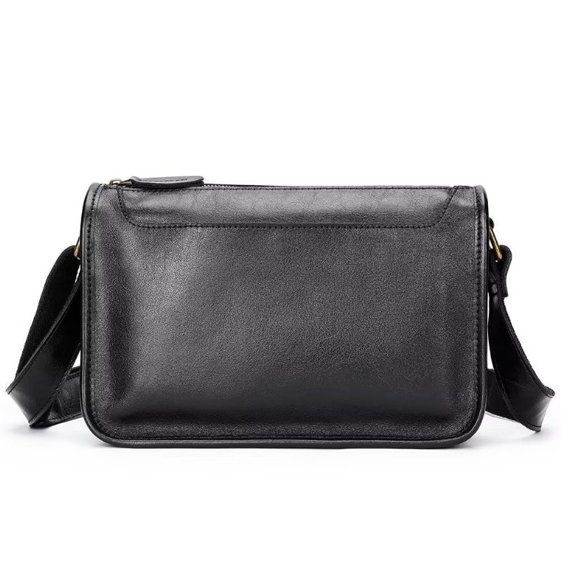 Herre Skuldervesker Luksus Ekte Skinn Klaff Classic Crossbody Bag - Svart