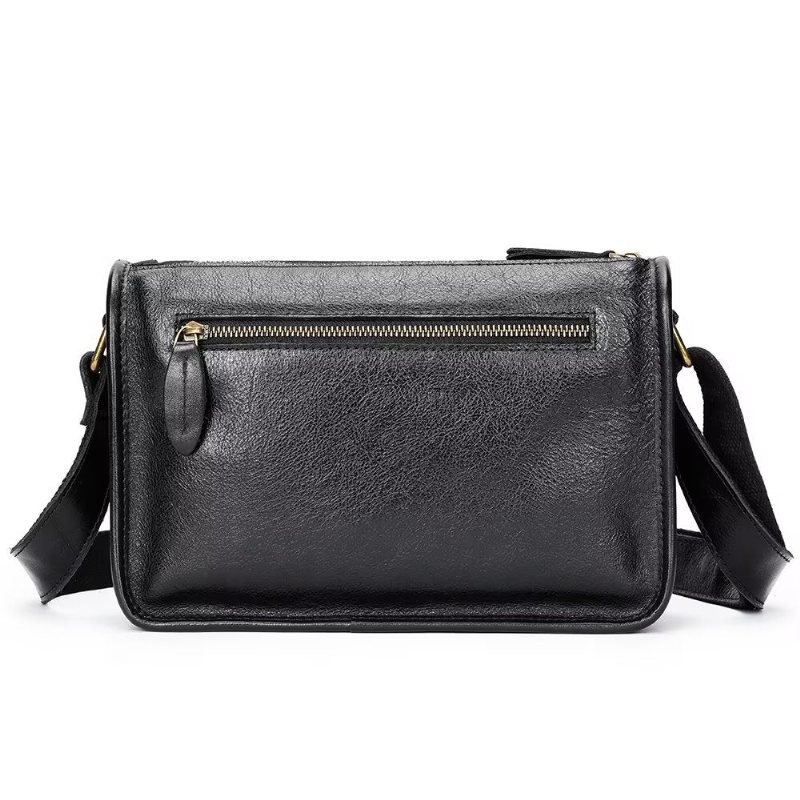 Herre Skuldervesker Luksus Ekte Skinn Klaff Classic Crossbody Bag - Svart