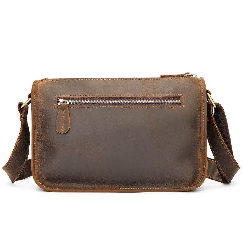 Herre Skuldervesker Luksus Ekte Skinn Klaff Classic Crossbody Bag - Kaffe