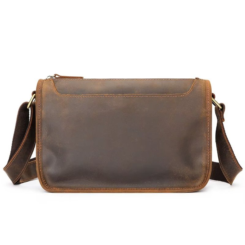 Herre Skuldervesker Luksus Ekte Skinn Klaff Classic Crossbody Bag - Kaffe