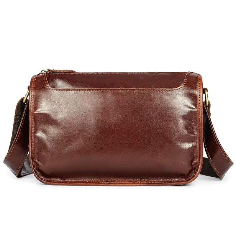 Herre Skuldervesker Luksus Ekte Skinn Klaff Classic Crossbody Bag - Rød Kaffe