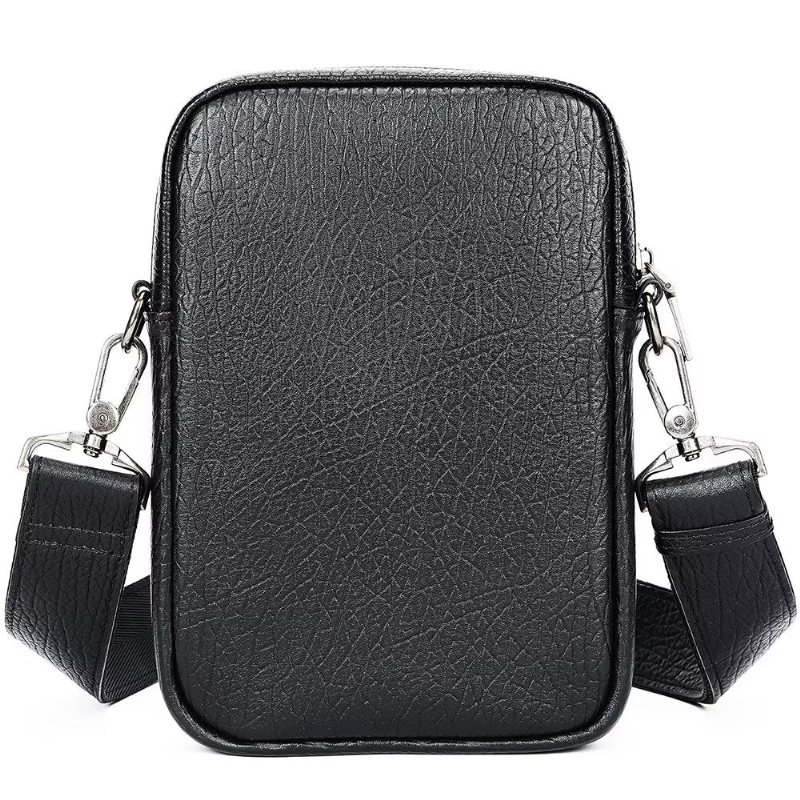 Herre Skuldervesker Luksus Ekte Skinn Klaff Vintage Crossbody Bag - Svart