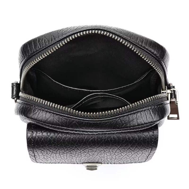 Herre Skuldervesker Luksus Ekte Skinn Klaff Vintage Crossbody Bag - Svart