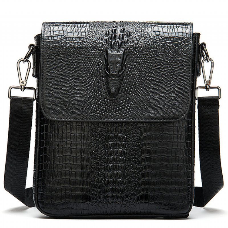 Herre Skuldervesker Luksus Krokodilleskinn Vintage Cross-body Skulderveske - Svart