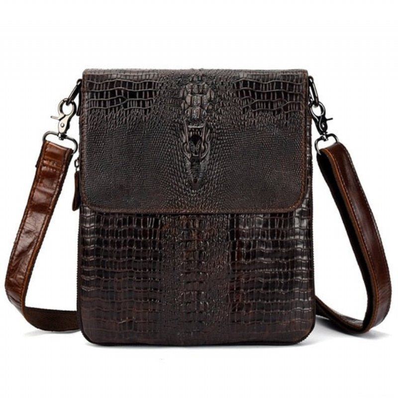 Herre Skuldervesker Oil Wax Leather Messenger-veske - Kaffe