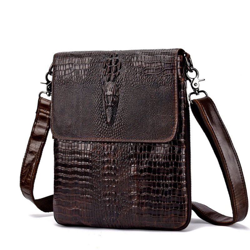 Herre Skuldervesker Oil Wax Leather Messenger-veske - Kaffe