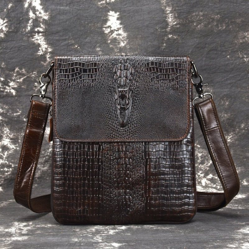 Herre Skuldervesker Oil Wax Leather Messenger-veske - Kaffe