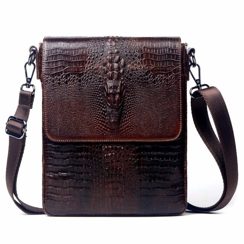 Herre Skuldervesker Oil Wax Leather Messenger-veske - Kaffe