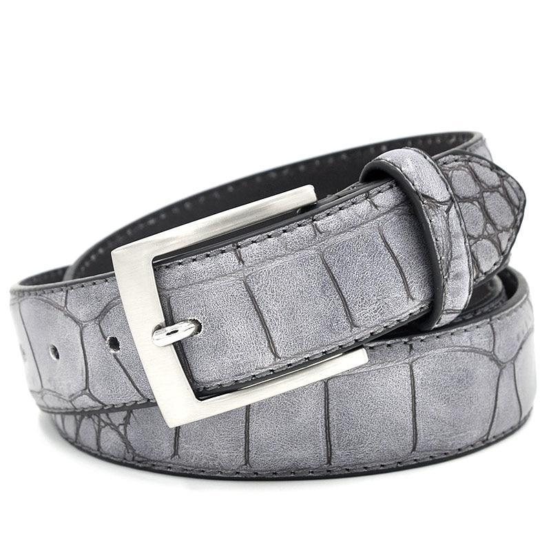 Herrebelter Alligator Luxury Textured Leather Belte - Grå