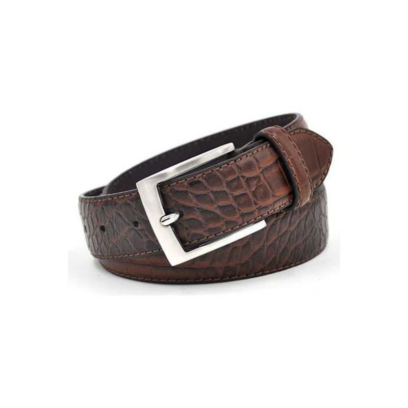 Herrebelter Alligator Luxury Textured Leather Belte - Kaffe