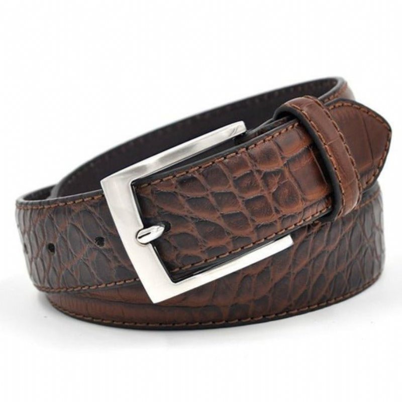 Herrebelter Alligator Luxury Textured Leather Belte - Kaffe