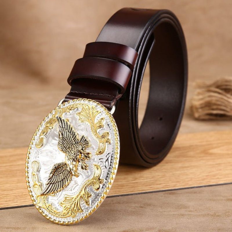 Herrebelter Golden Eagle Exotic Preget Cowskin Belte - Kaffe