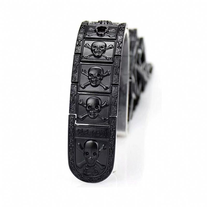 Herrebelter Skull & Crossbones Rustfritt Stål Edgy Spenne Belte - Sort