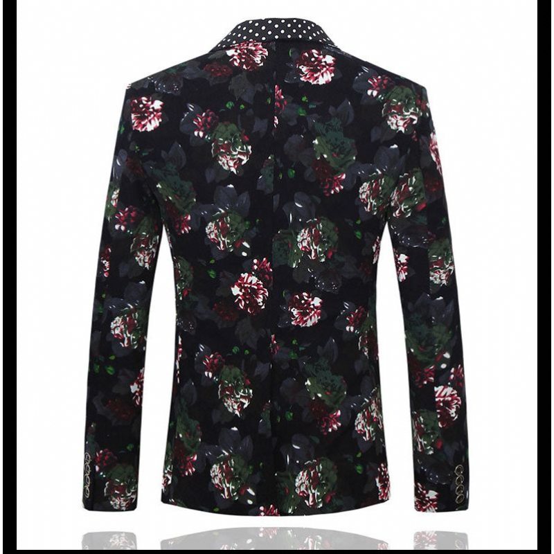 Herredresser Floral Chic Single Breasted Jakkebuksedresser - Sort