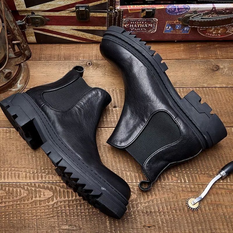 Herrestøvler Cow Leather Slip On Ankel Boots - Svart