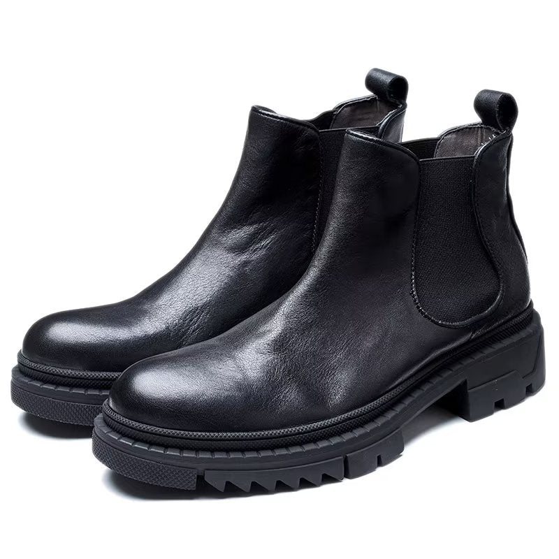 Herrestøvler Cow Leather Slip On Ankel Boots - Svart