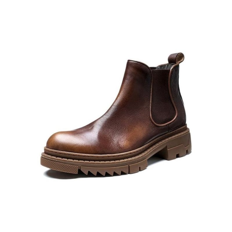 Herrestøvler Cow Leather Slip On Ankel Boots - Kaffe