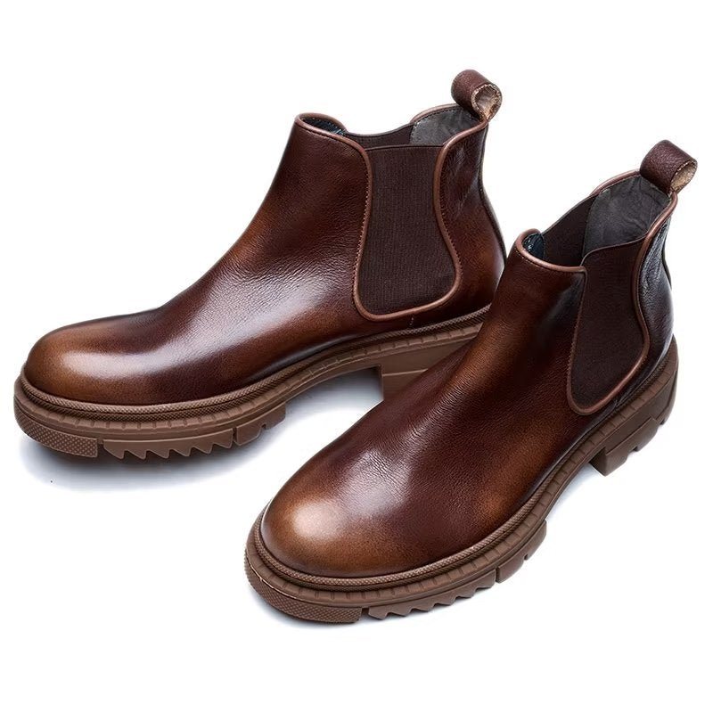 Herrestøvler Cow Leather Slip On Ankel Boots - Kaffe