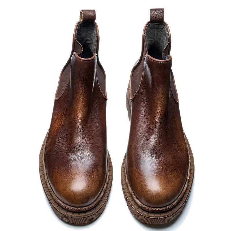 Herrestøvler Cow Leather Slip On Ankel Boots - Kaffe