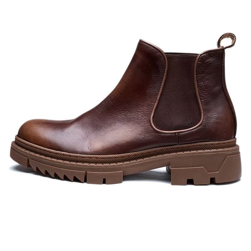 Herrestøvler Cow Leather Slip On Ankel Boots - Kaffe