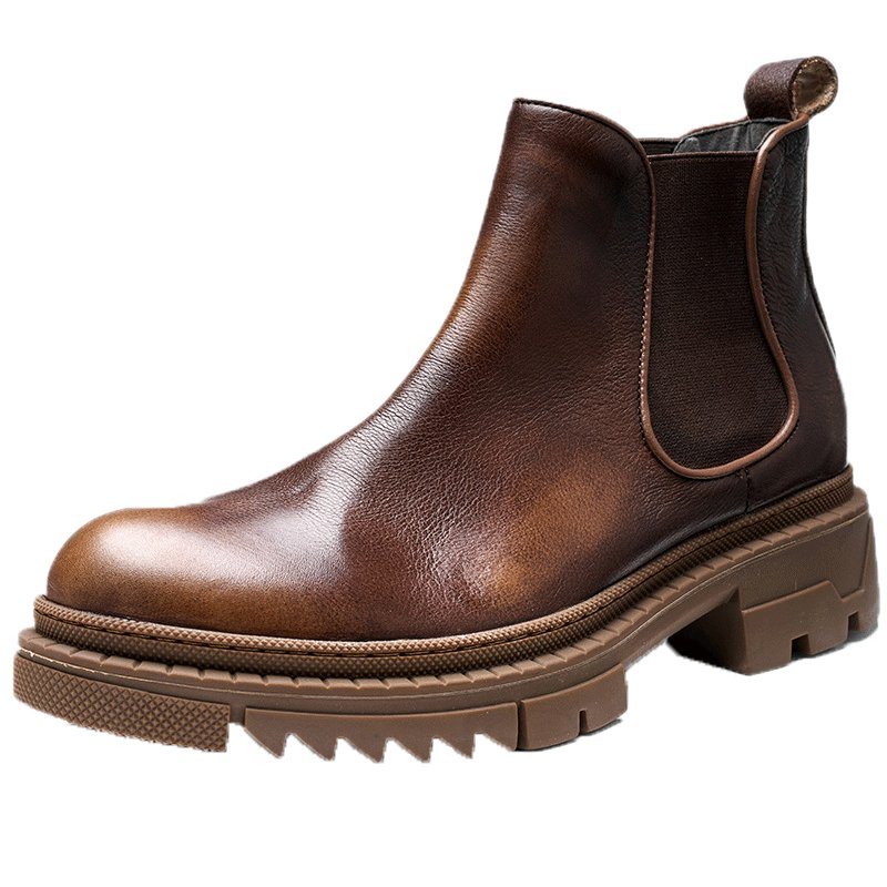 Herrestøvler Cow Leather Slip On Ankel Boots - Kaffe