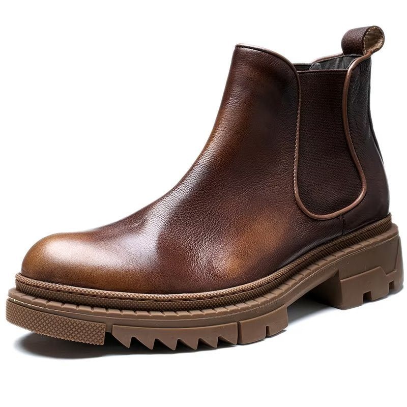 Herrestøvler Cow Leather Slip On Ankel Boots - Kaffe