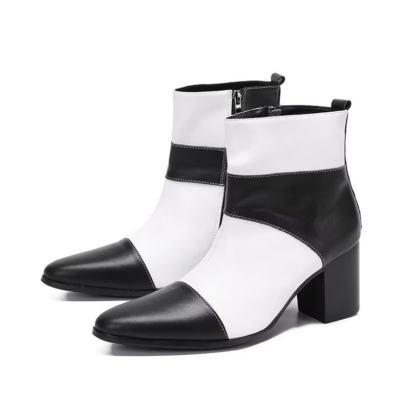 Herrestøvler Cow Leather Zipper Dress Boots - Hvit