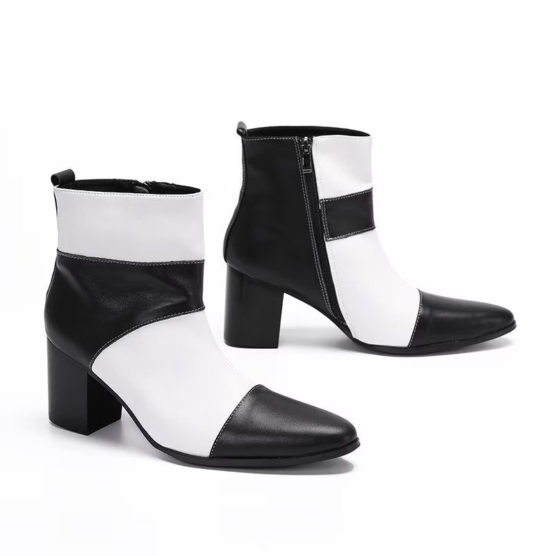 Herrestøvler Cow Leather Zipper Dress Boots - Hvit