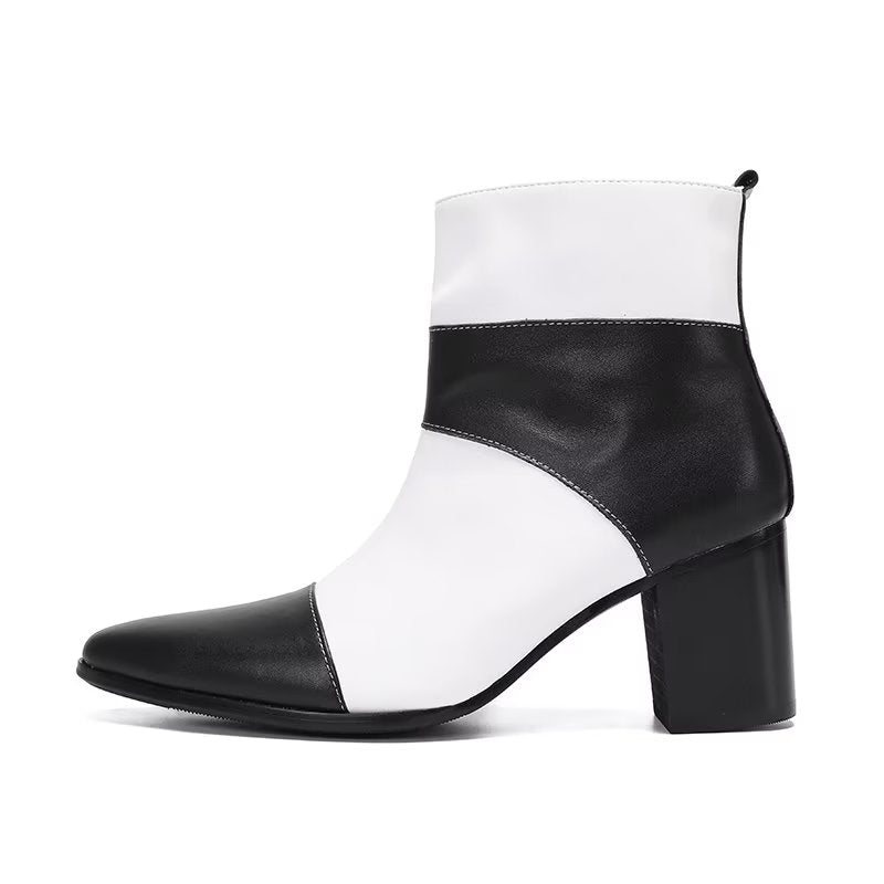 Herrestøvler Cow Leather Zipper Dress Boots - Hvit