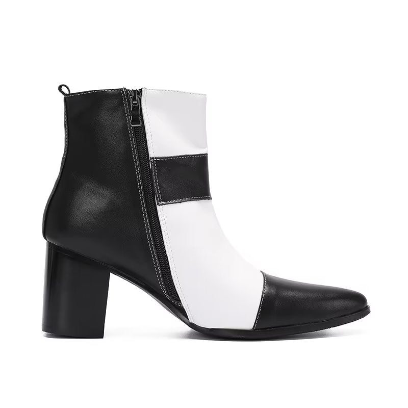 Herrestøvler Cow Leather Zipper Dress Boots - Hvit