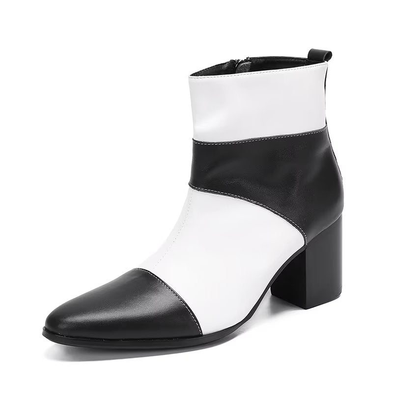 Herrestøvler Cow Leather Zipper Dress Boots - Hvit