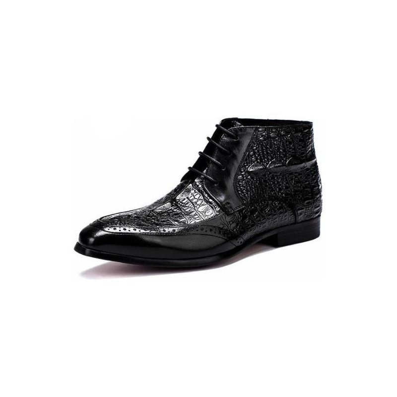 Herrestøvler Croc Texture Brogue-støvler Med Snøring