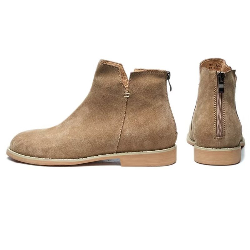 Herrestøvler Elegant Kuskinn Slip On Ankel Booties - Kaki