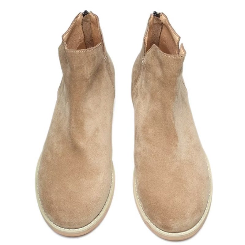 Herrestøvler Elegant Kuskinn Slip On Ankel Booties - Kaki